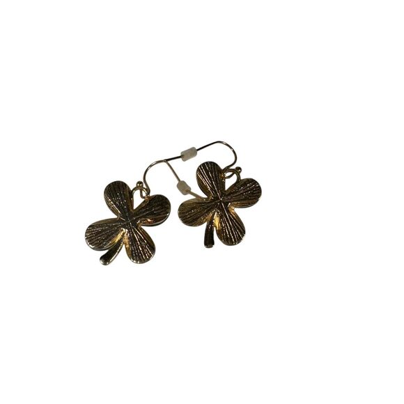 Green Four Leaf Clover Shamrock Dangle Earrings St Patrick's Day March Spring - Picture 3 of 4